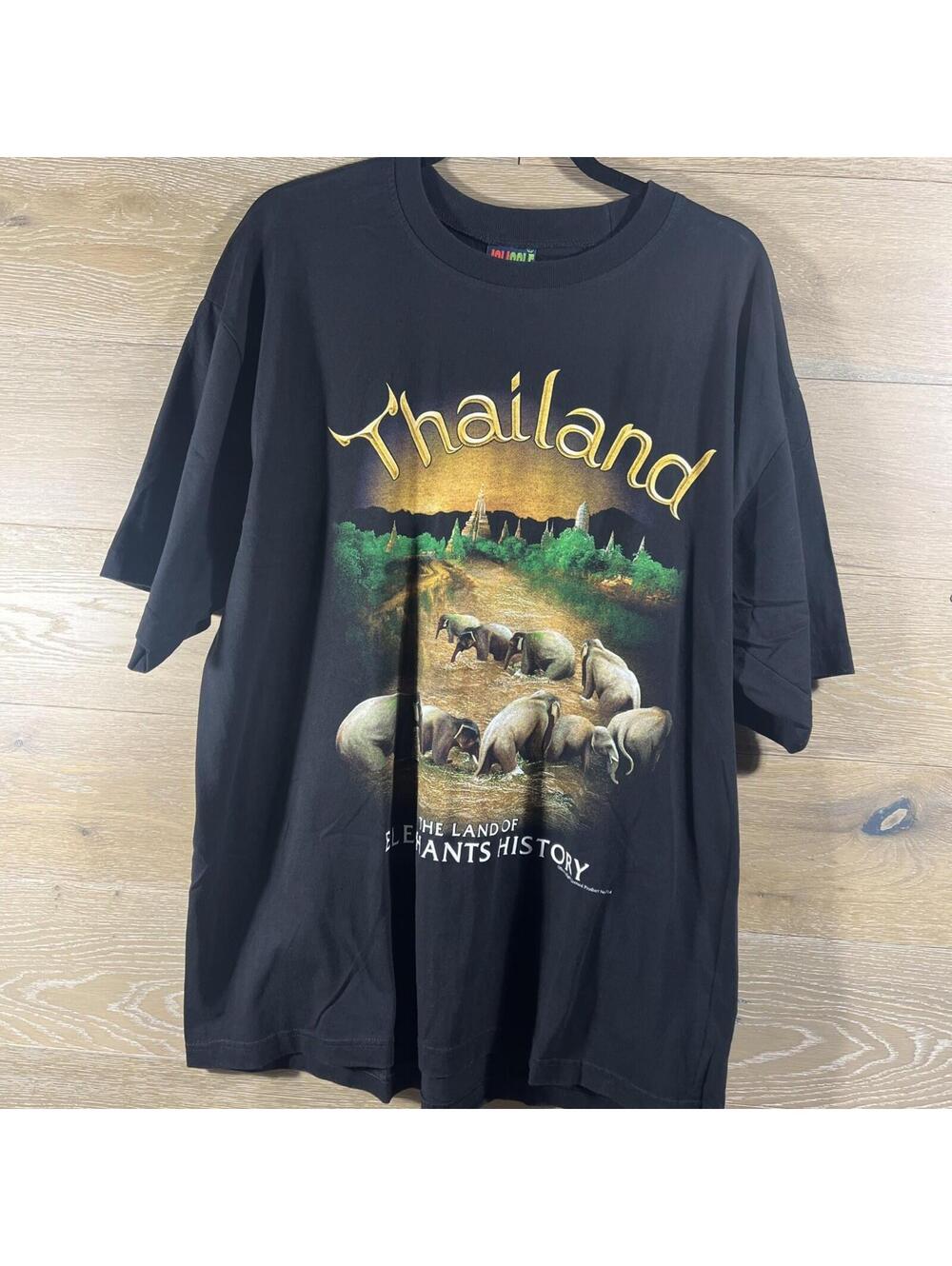 JoliGolf Vintage Thailand Graphic T-shirt Elwphants Size XL Black